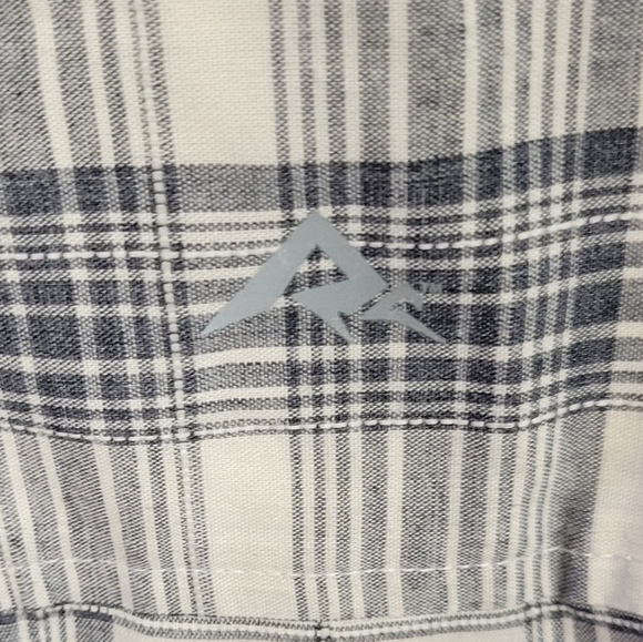 Ridgecrest Toughwear Short Sleeve 2 Pocket Cream Blue Plaid Button Up 2X - Picture 7 of 7